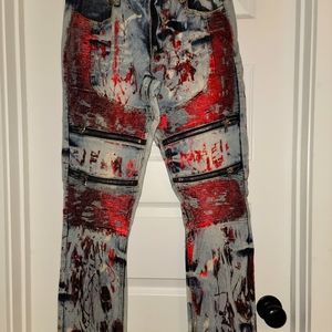 Stylish Red and Gray Men's Jeans